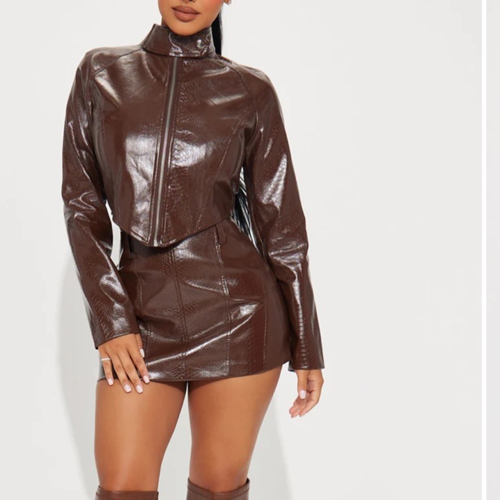 Veronica Faux Leather Skirt Set